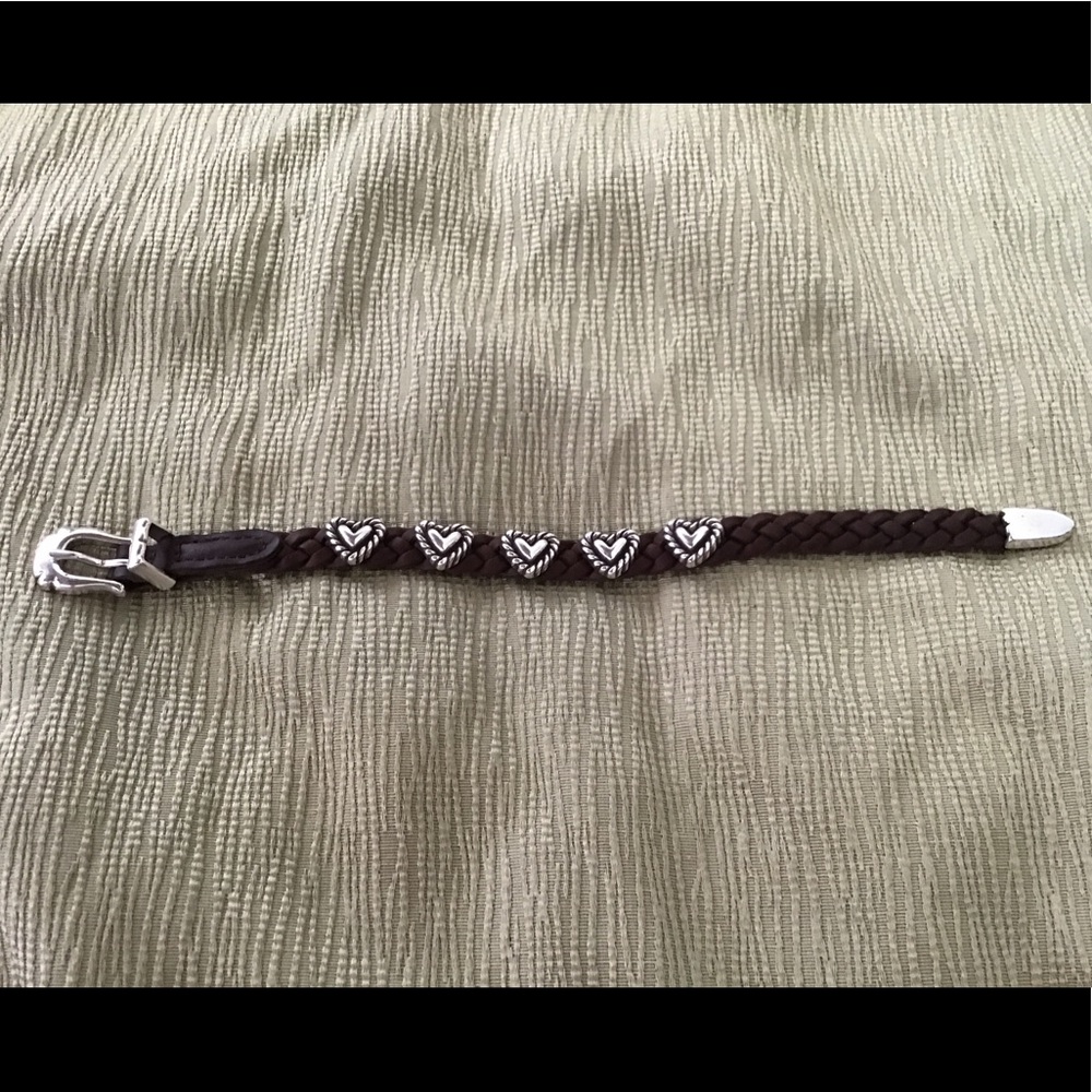 Braded leather and silver bracelet
